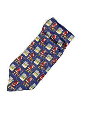 Hallmark Holiday Traditions Silk Tie Santa Claus Golf Christmas Mens Necktie